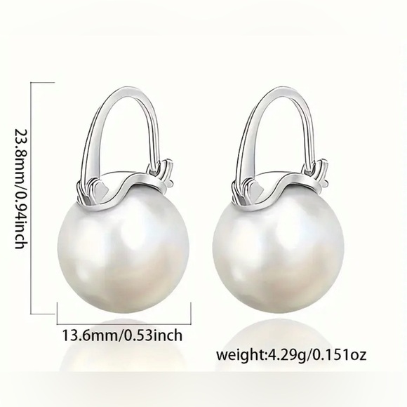 Pearl & Silver Huggies Earrings Hoops ✨✨💕 - Picture 1 of 3